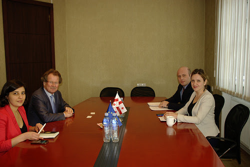Council of Europe expert and staff member meeting with the Public Defender's Office representative on the independent investigative mechanism