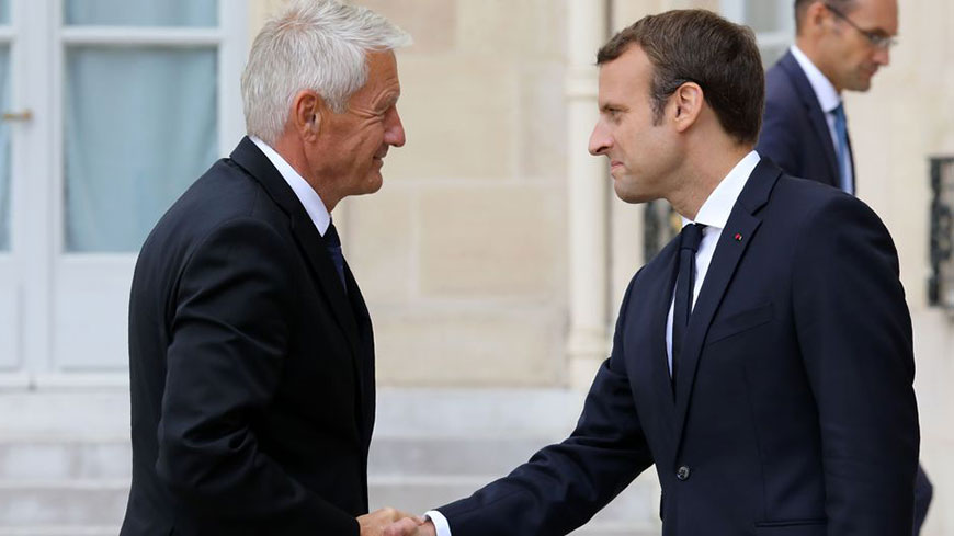 Thorbjørn Jagland and Emmanuel Macron / Photo AFP