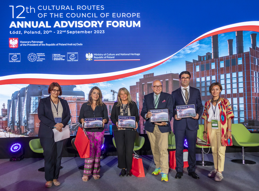 "Prix des meilleures pratiques pour 4 itinéraires culturels du Conseil de l'Europe lors du Forum consultatif annuel 2023 à Łódź, Pologne