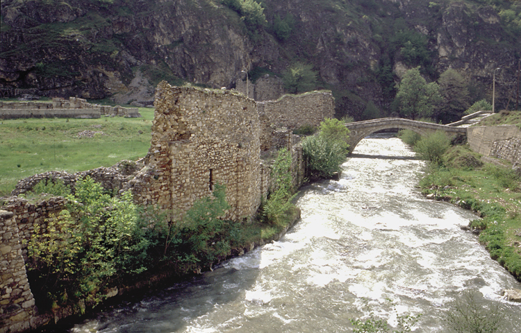 Monastery of the Holy Archangels (mid XIVth century) and river Bistrica (Lumbardhi)