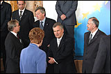 Aleksander Kwasniewski, President of Poland, greets his counterparts