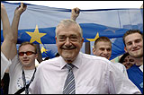 Terry Davis, Council of Europe Secretary General at the 12th Schuman parade on the streets of the Polish capital city Warsaw 