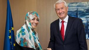 Il Segretario generale Jagland incontra la vincitrice del Premio Nobel per la Pace Tawakkul Karman