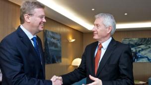 Commissioner F&uuml;le and Secretary General Jagland