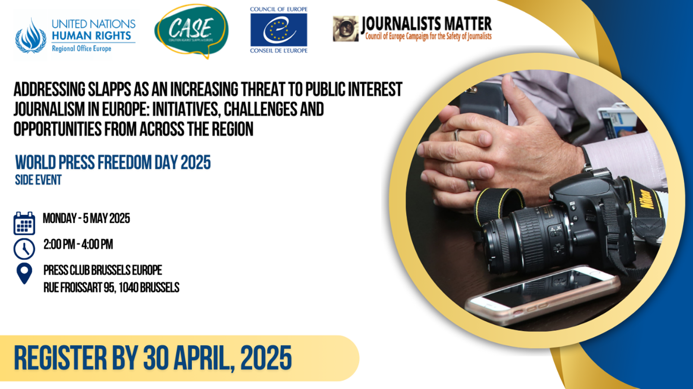 UNESCO World Press Freedom Day: Council of Europe co-organises side event on ‘SLAPPs as an increasing threat to public interest journalism in Europe: initiatives, challenges and opportunities from across the region’
