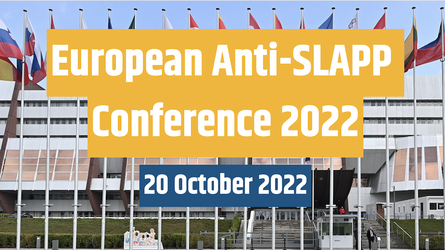 European anti-SLAPP Conference taking place this week
