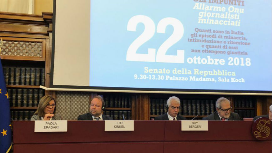 Safety of journalists & other media actors: Council of Europe work presented at international conference “Threatened Journalists, Attackers Unpunished in Italy and in the World”