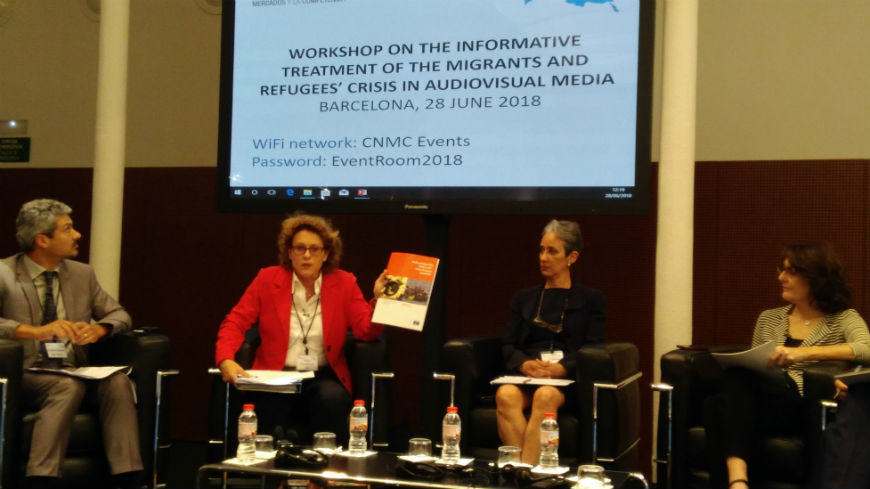 Silvia Grundmann, Chef de la Division Médias et Internet du Conseil de l'Europe à la table ronde « Pour une représentation précise des migrants et des réfugiés sur les médias audiovisuels »