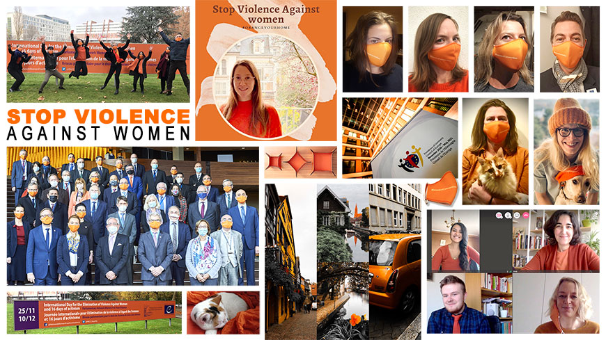 Tous les secteurs du Conseil de l'Europe ont rejoint la campagne 'Orangez le Monde !' pour marquer les 16 jours d'activisme pour l'élimination de la violence à l’égard des femmes 2020