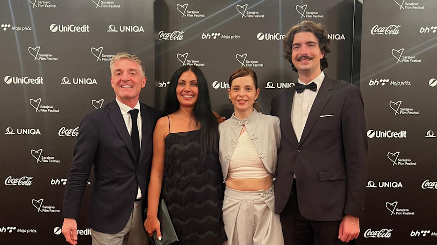 From left to right: Tobias Flessenkemper (Head of the Youth Department), Simonida Selimovic (Actress), Dina Duma (Director), and Andrei Dragos Tarta (member of the Advisory Council and the Jury of the Award)