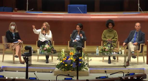From left to right: Snežana Samardžić Marković, Alice Bergholtz, Sarah El Haïry, Sarah Diedro Jordão, Timothy Karr