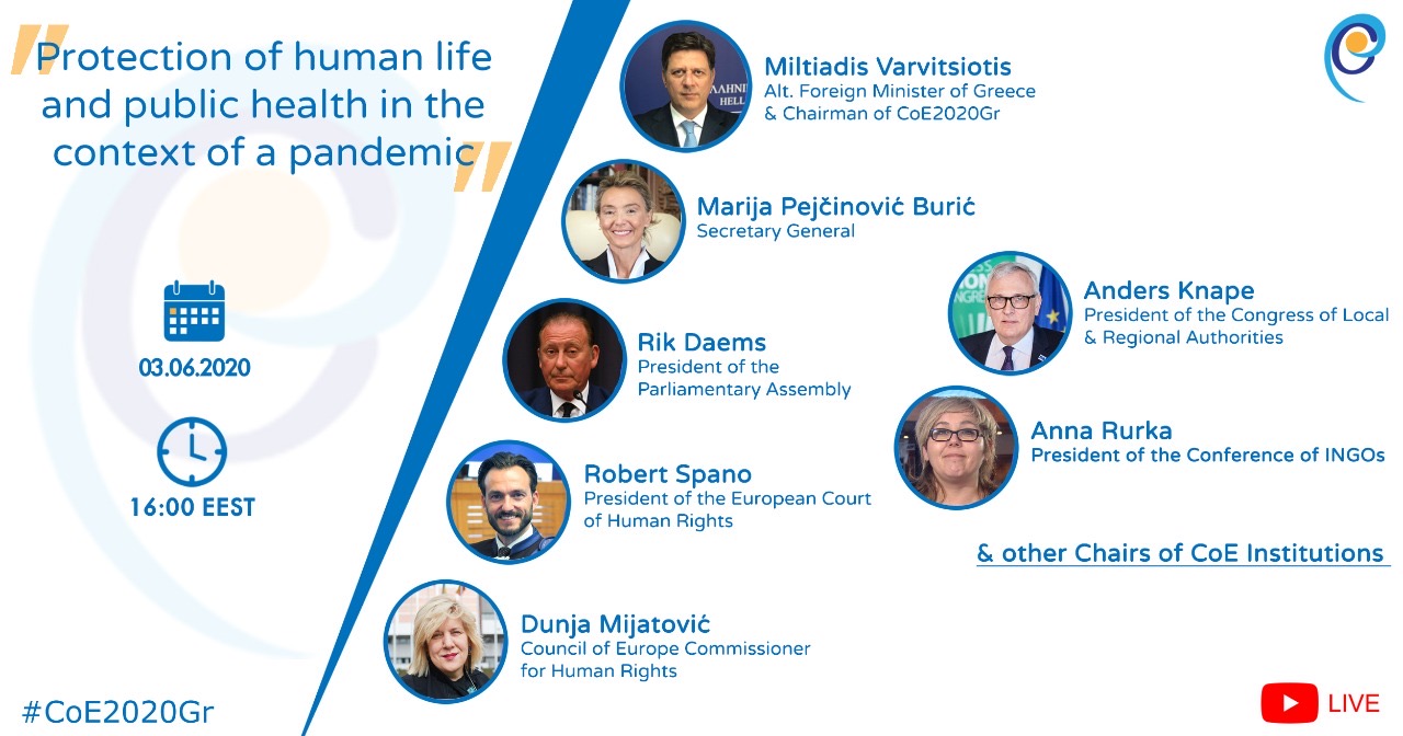 Greek Chairmanship of the Committee of Ministers: Meeting on the protection of human life and public health in the context of a pandemic