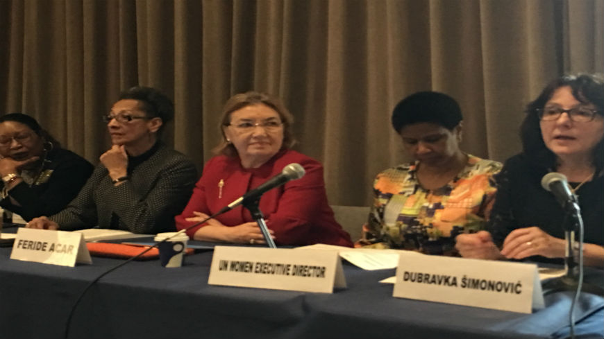 GREVIO President Feride Acar at the CSW62 High Level Panel on Institutional Cooperation between Independent Mechanisms on violence against women