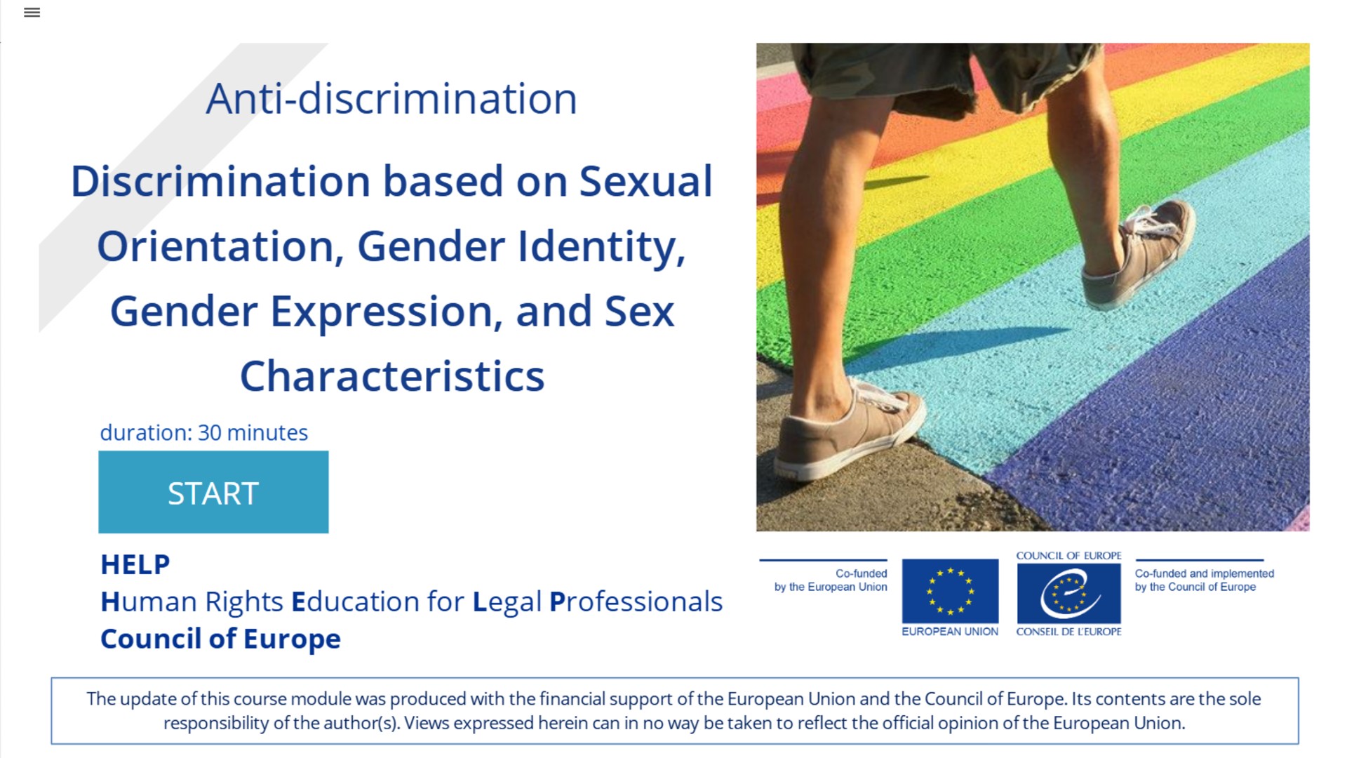 Updated Module on “Discrimination based on SOGIESC” of the HELP anti-discrimination course now available!