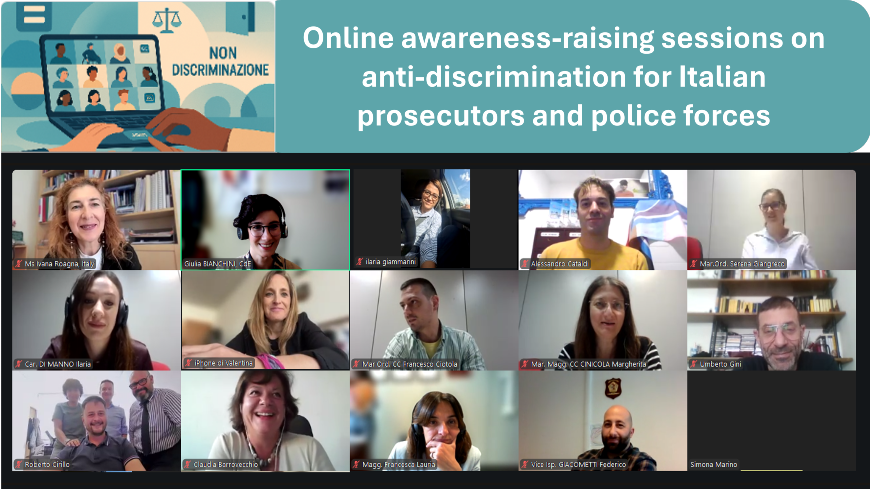 Online awareness-raising sessions on anti-discrimination for Italian prosecutors and police forces