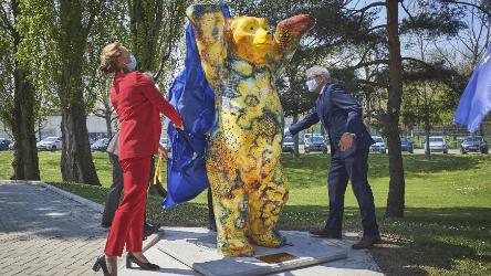 Berlin Buddy Bear inaugurated in the German garden of the European Youth Centre