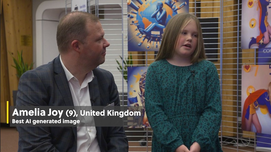 Amelia Joy (9 ans), lauréate du concours photo et vidéo du 75e anniversaire dans la catégorie « Image générée par l'IA »