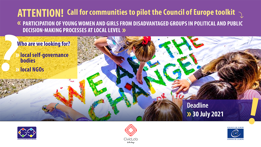 Call for piloting the Council of Europe toolkit “Participation of young women and girls from disadvantaged groups in political and public decision-making processes at local level”