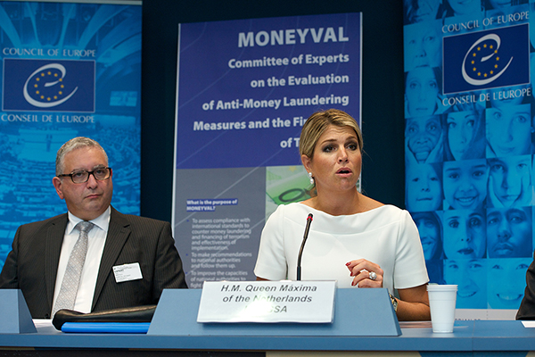 Mr Anton Bartolo, MONEYVAL President, H.M. Queen Maxima of the Netherlands UNSGSA