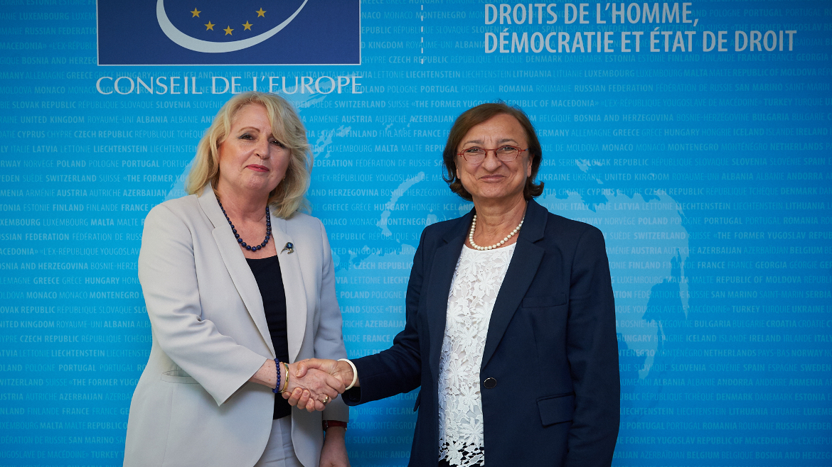 Ambassador Katya Todorova, Permanent Representative of Bulgaria, current Presidency of the EU with  Deputy Secretary General Gabriella Battaini-Dragoni
