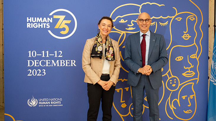 Generalsekretärin Marija Pejčinović Burić und UN-Hochkommissar für Menschenrechte, Volker Türk / @OHCHR/Irina Popa
