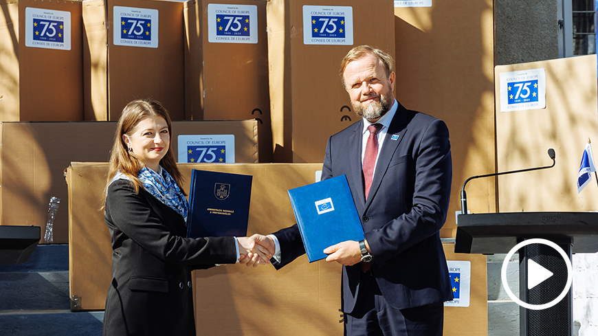 Deputy Secretary General, Bjørn Berge and the Minister of Justice, Veronica Mihailov-Moraru