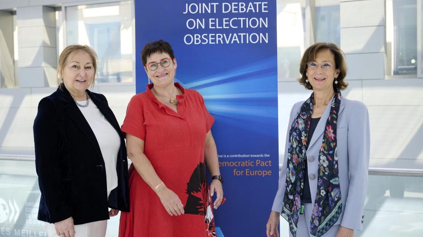 Leading on democracy: (left to right) Congress President Gunn Marit Helgesen, President of the Parliamentary Assembly Petra Bayr, and Venice Commission President Marta Cartabia
