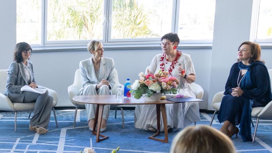 Princess Charlene (second from left) in conversation with female elected representatives of the Parliamentary Assembly