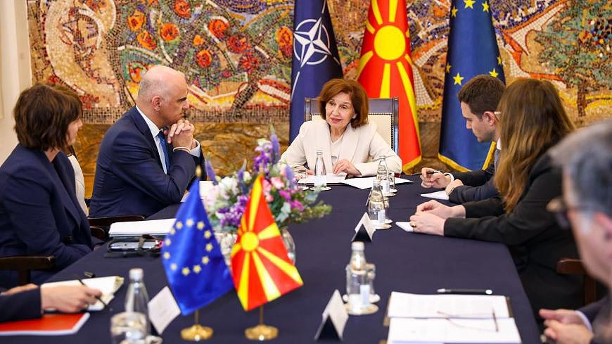 Council of Europe Secretary General Alain Berset meeting with Gordana Siljanovska-Davkova, President of North Macedonia