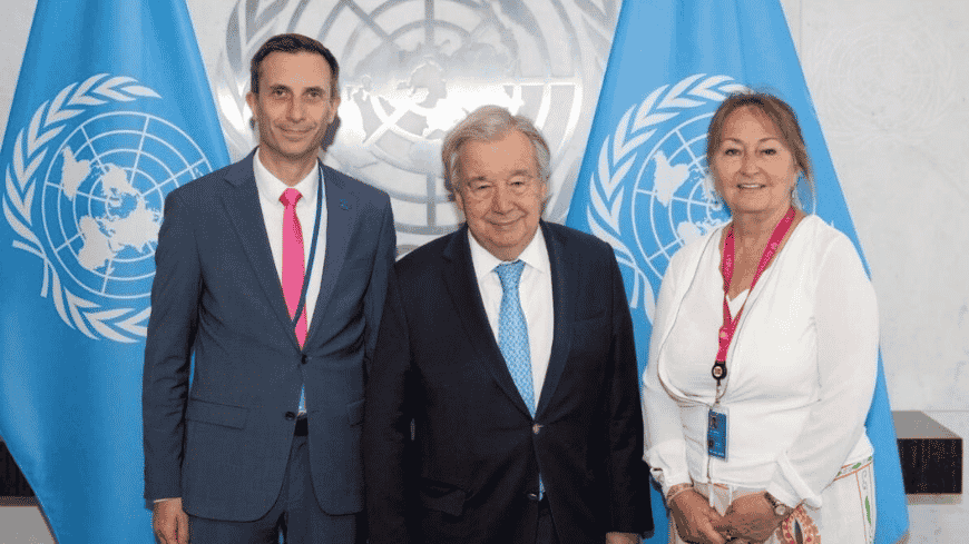 Secrétaire Général du Congrès, Mathieu Mori, Secrétaire Général des Nations unies, António Guterres et Présidente du Congrès, Gunn Marit Helgesen