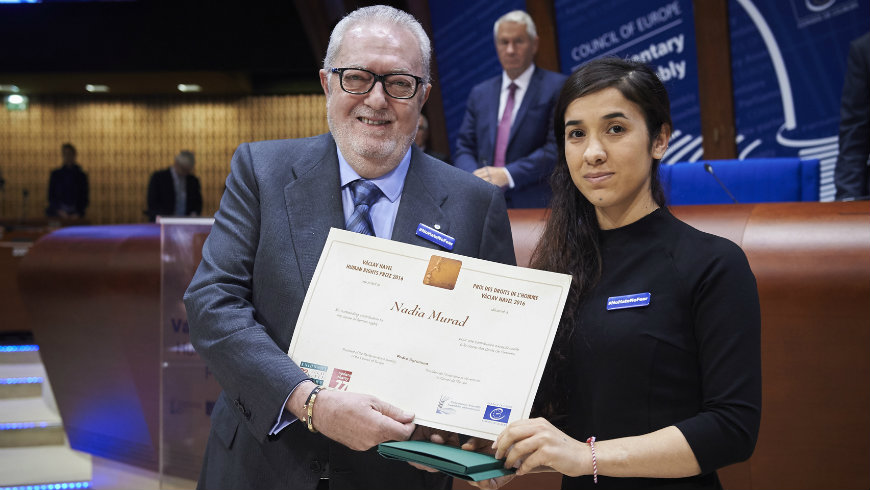 Nadia Murad, lauréate du Prix des droits de l’homme Václav Havel 2016