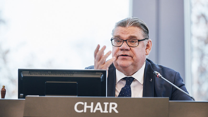 Timo Soini, Ministro finlandese degli Affari esteri e Presidente del Comitato dei Ministri