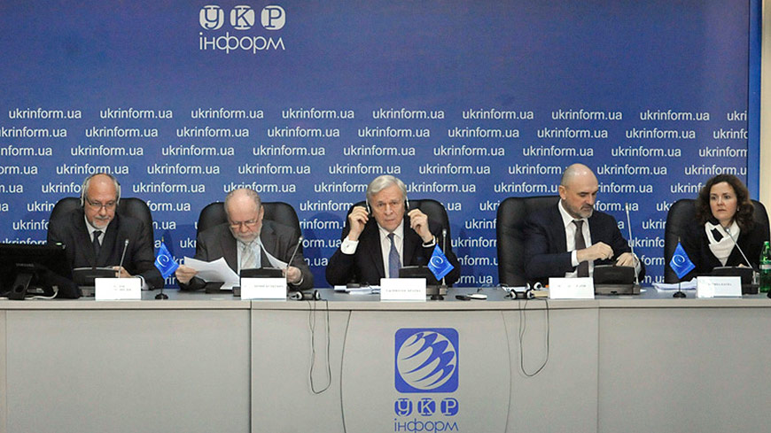 Christos Giakoumopoulo, Volodymyr Butkevych, Sir Nicolas Bratza, Oleg Anpilogov and Tatiana Baeva