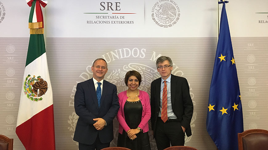 Left to right : Ambassador Luis Javier Campuzano, Director General for UN, Ministry of Foreign Affairs of Mexico - Flor de Liz Vasquez, Deputy Director General for International Affairs, National Institute for Women (INMUJERES) - Jan Malinowski, Executive Secretary of the Pompidou Group