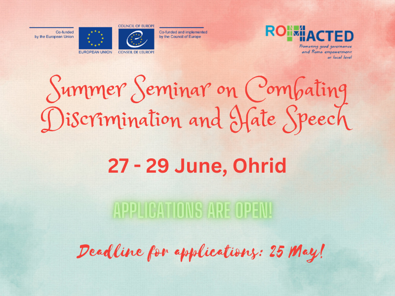 APPLY FOR SUMMER SEMINAR ON COMBATING DISCRIMINATION AND HATE SPEECH IN OHRID!