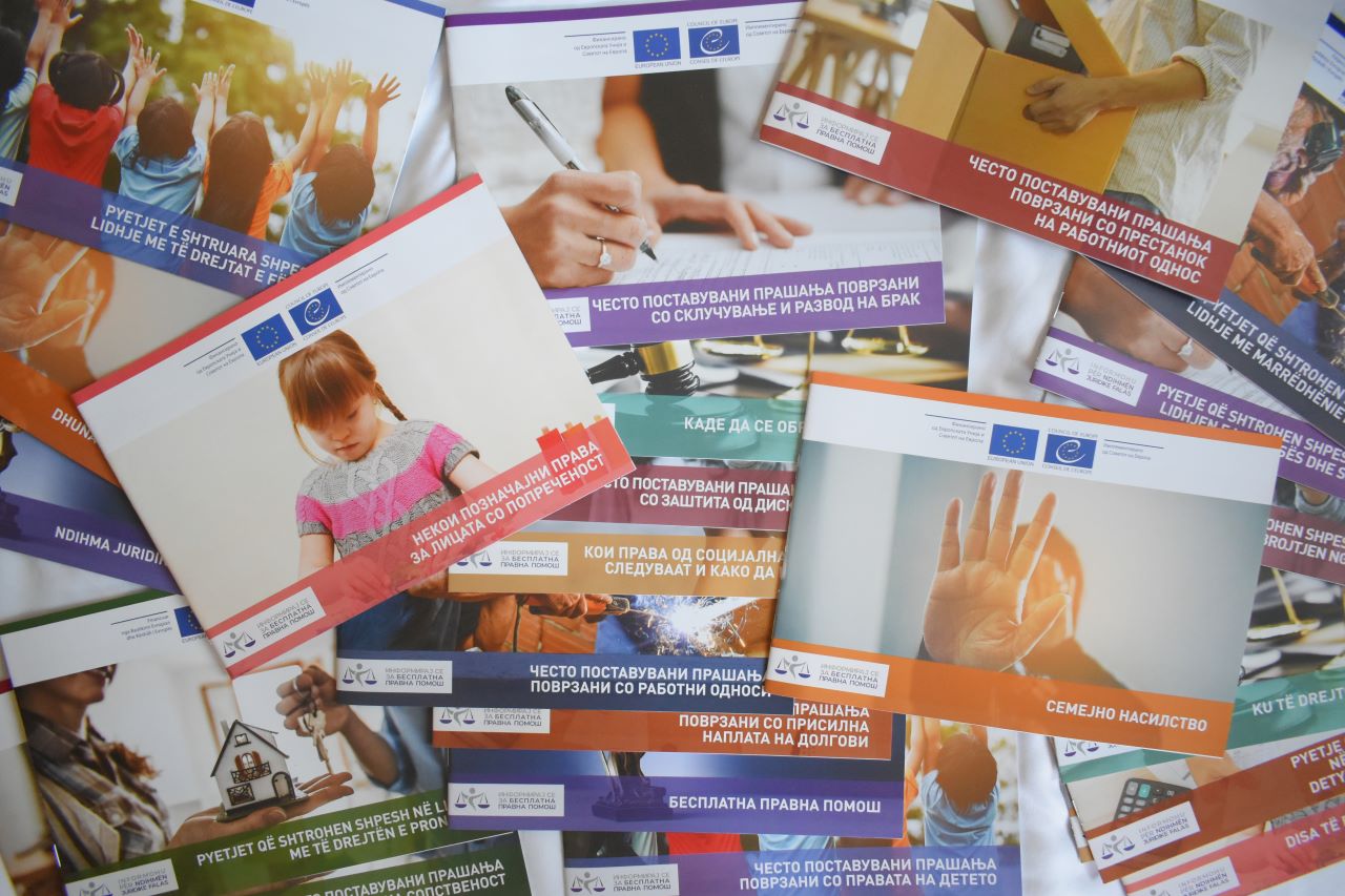 Twelve handouts on different Free Legal Aid related topics published in North Macedonia