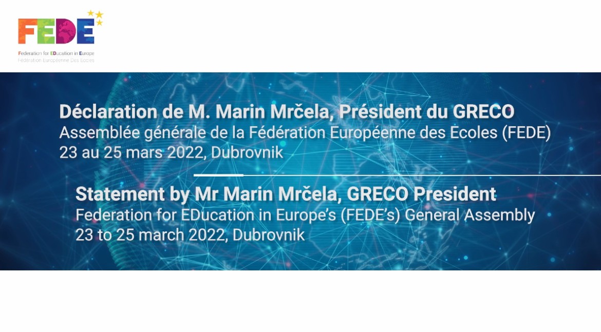 GRECO’s President statement at the Federation for EDucation in Europe’s (FEDE) General Assembly