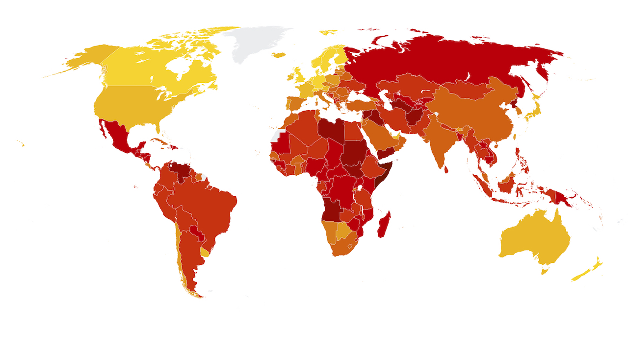 T.I. corruption perceptions index for 2017