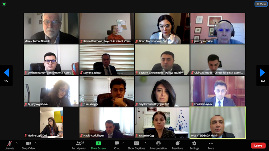 Working Group Meeting on National Execution Strategy for European Court Judgments in Azerbaijan convened for the first time