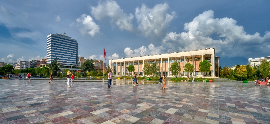 Tirana - the square of the national heo Albani Skanderberg