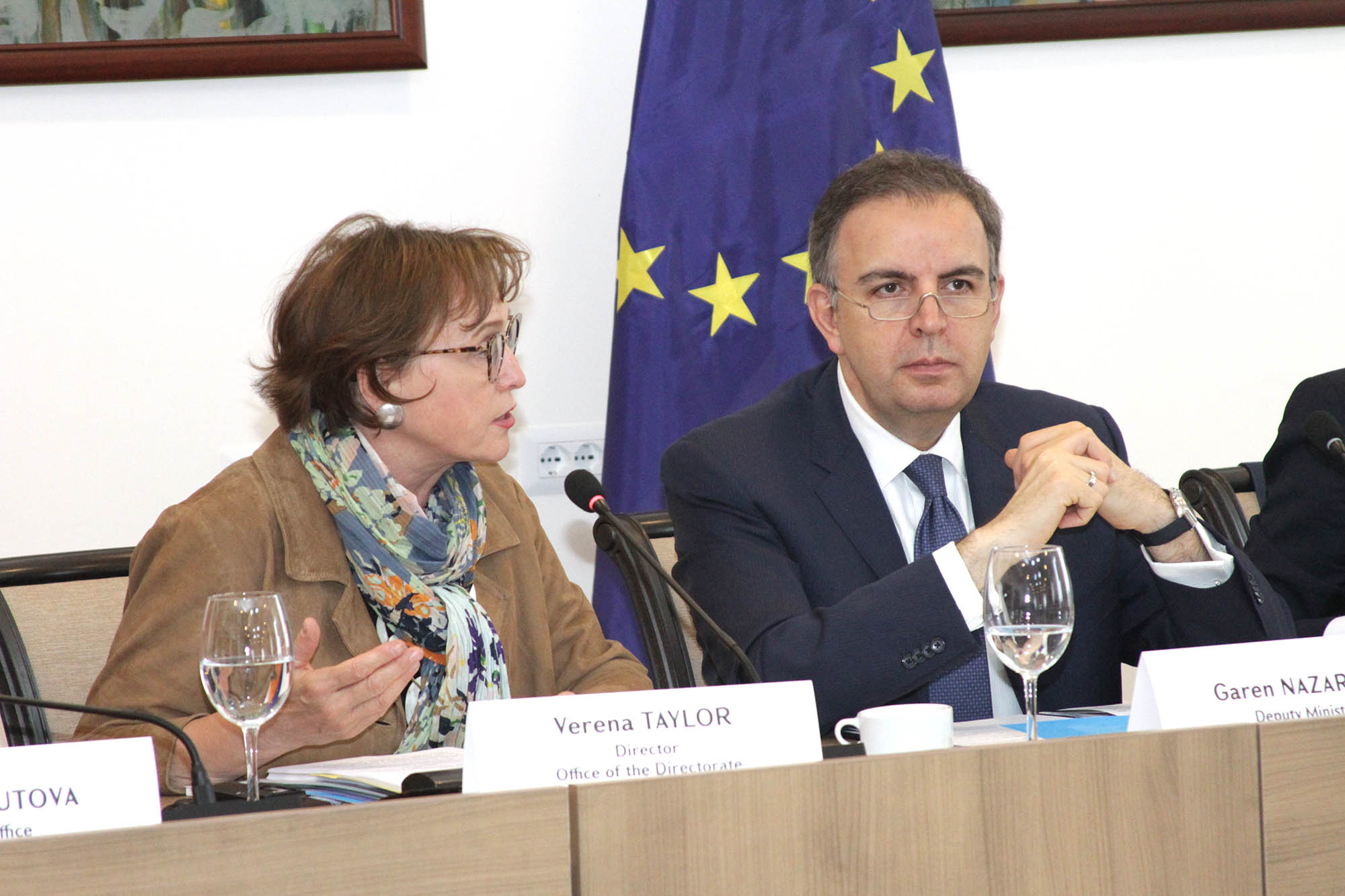 Verena Taylor, Director of the Office of the Directorate General of Programmes and Garen Nazarian, Deputy Foreign Minister of the Republic of Armenia