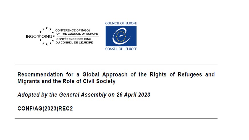 Conference of INGOs adopted Recommendation for a Global Approach of the Rights of Refugees and Migrants and the Role of Civil Society