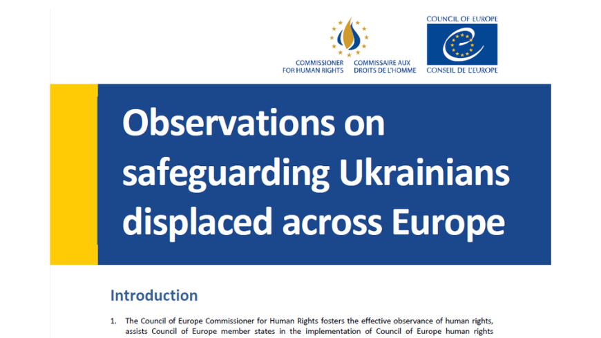 Commissioner for Human Rights calls for continued solidarity and human rights protection for displaced Ukrainians in Europe