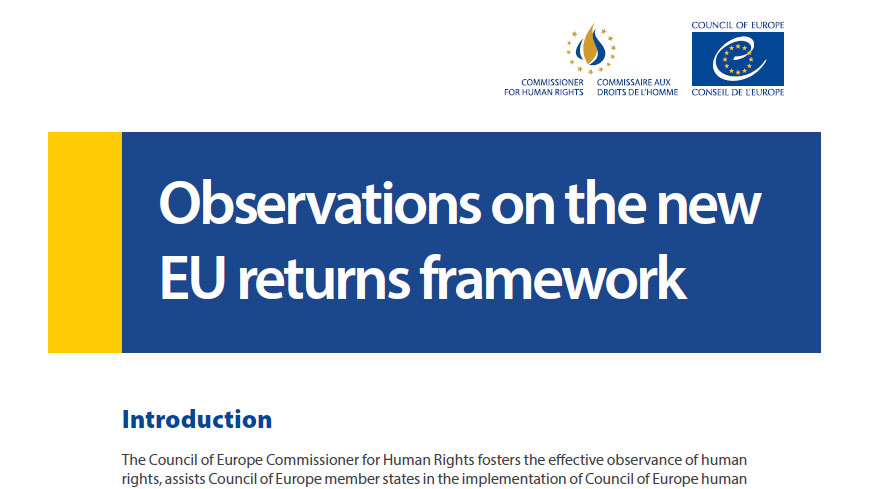 Council of Europe Commissioner alerts to human rights risks in EU Returns Regulation