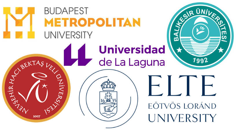 ©EICR. Logos: Clockwise from top left: Budapest Metropolitan University (Hungary), Universidad de La Laguna (Spain), Balikesir Universitesi (Türkiye), Eötvös Loránd University (Hungary), Nevsehir Haci Bektas Veli Universitesi (Türkiye).
