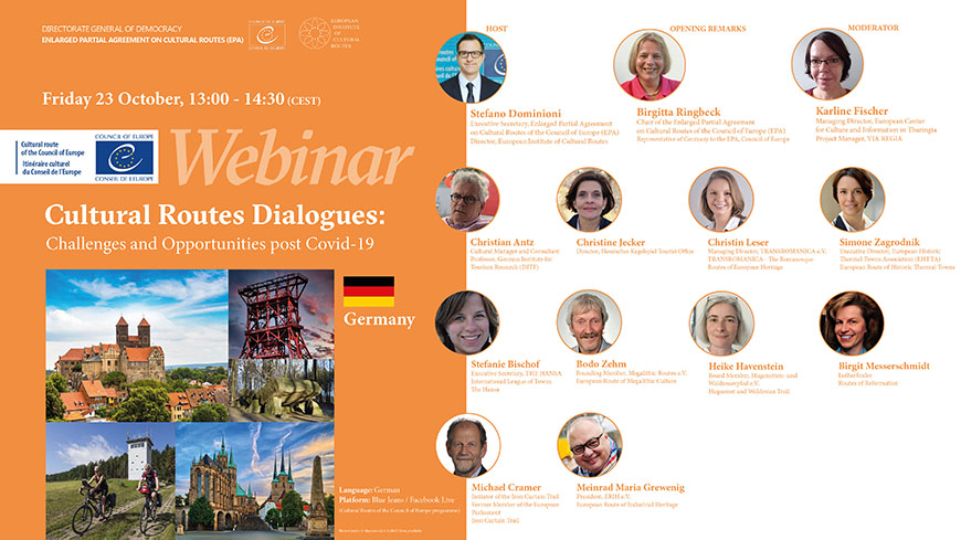 Allemagne - Webinaires en direct : « Dialogues sur les itinéraires culturels : défis et opportunités après le Covid-19 »