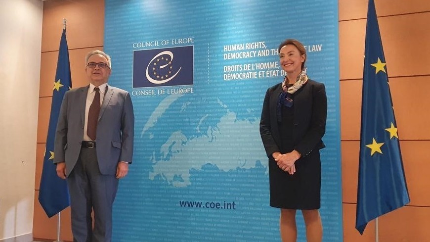 The Secretary General of the Council of Europe receives a delegation of the Via Francigena „Road to Rome 2021“ initiative