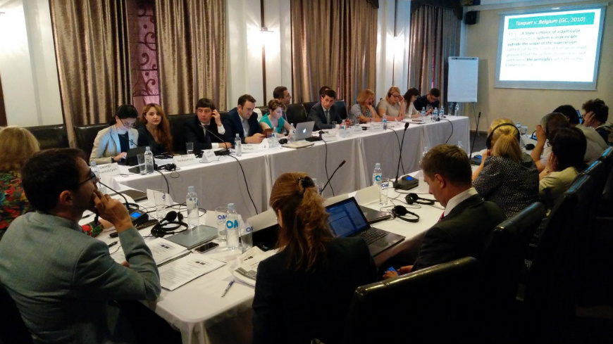 Officials, experts and civil society representatives meeting to exchange experiences on issues related to judges’ career, the role of High Courts and equality of arms