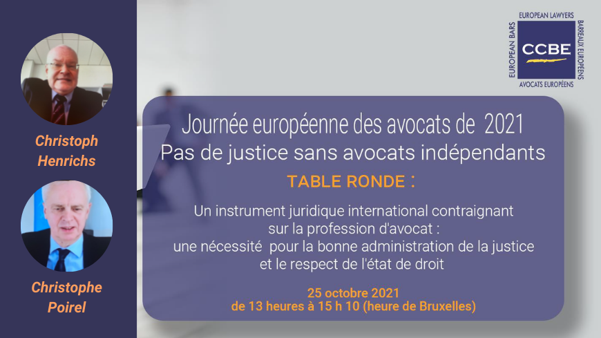 Journée européenne des avocats de 2021 : le Vice-Président du CDCJ rejoint les avocats pour discuter d'un nouvel instrument juridique européen sur la profession