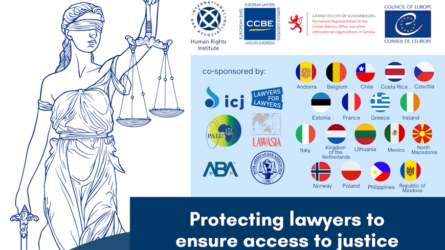 « Protéger les avocats pour garantir l'accès à la justice - La nouvelle Convention du Conseil de l'Europe pour la protection de la profession d'avocat », événement en marge de la 59e session du HCR des Nations Unies